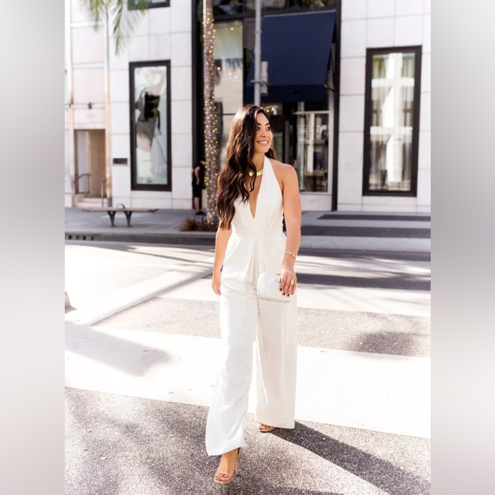 SOLD🎉NWOT BHLDN X JILL STUART | SZ 4 | Mara Wide Leg Cream White Jumpsuit - Picture 10 of 11